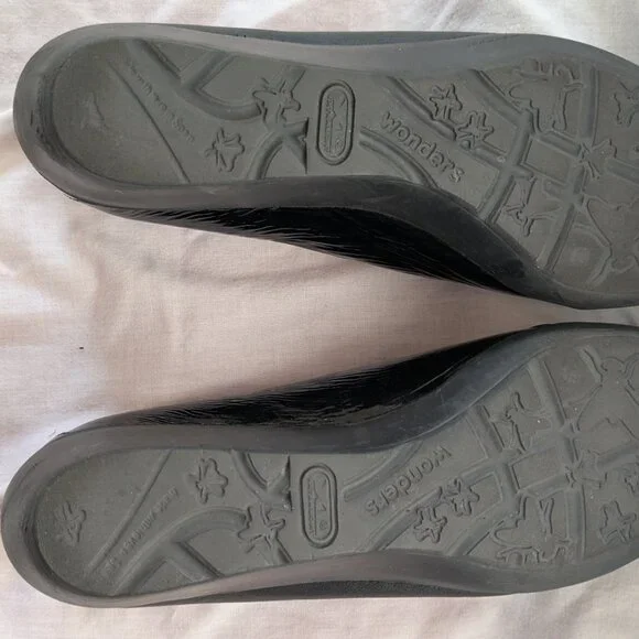 Wonders black smooth/patent two-tone leather wedge slip-ons | EU 42/US 11 - Picture 5 of 8